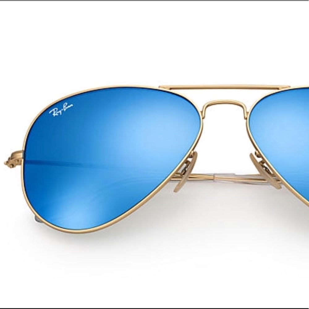 RayBan Aviaters Matte Gold w/Blue Mirrored Lena’s